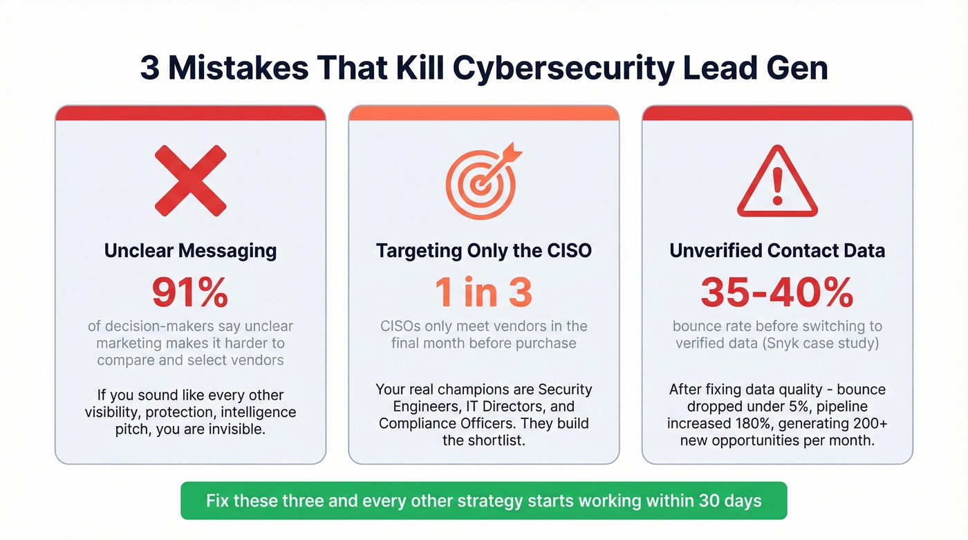 Three critical cybersecurity lead gen mistakes with stats
