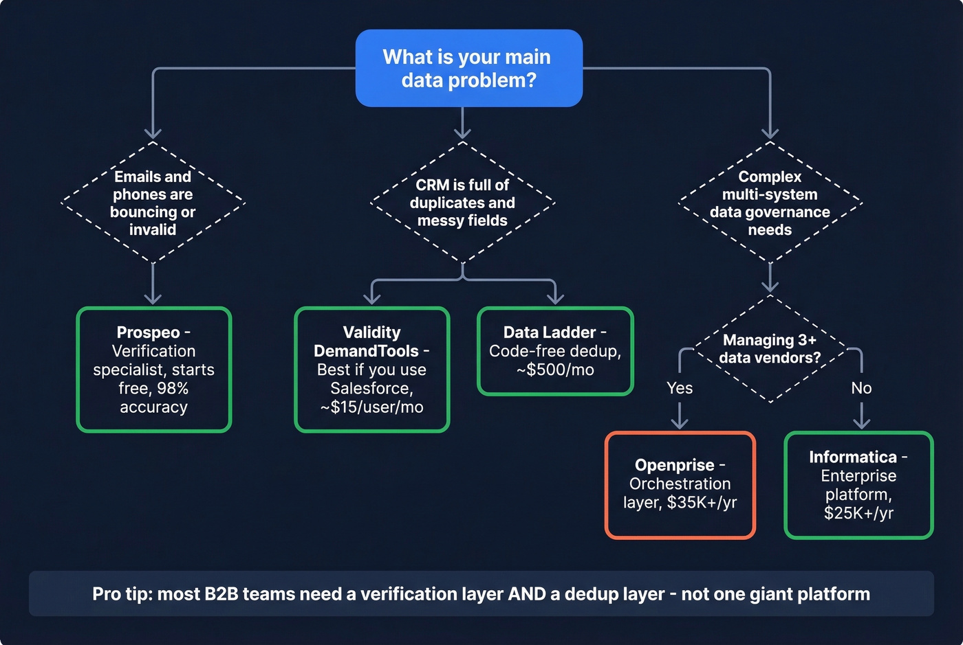 Data hygiene vendor selection decision flowchart