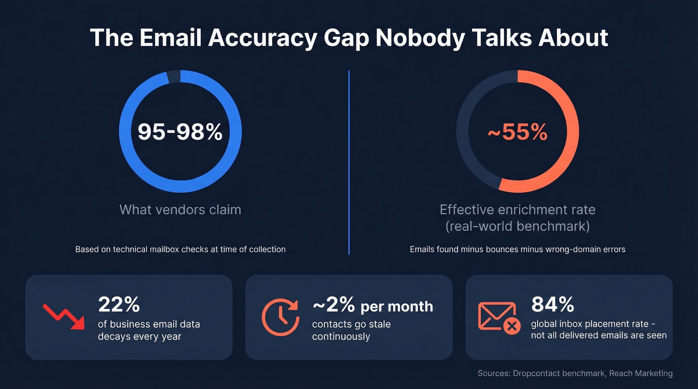 Email data decay and accuracy gap visualization