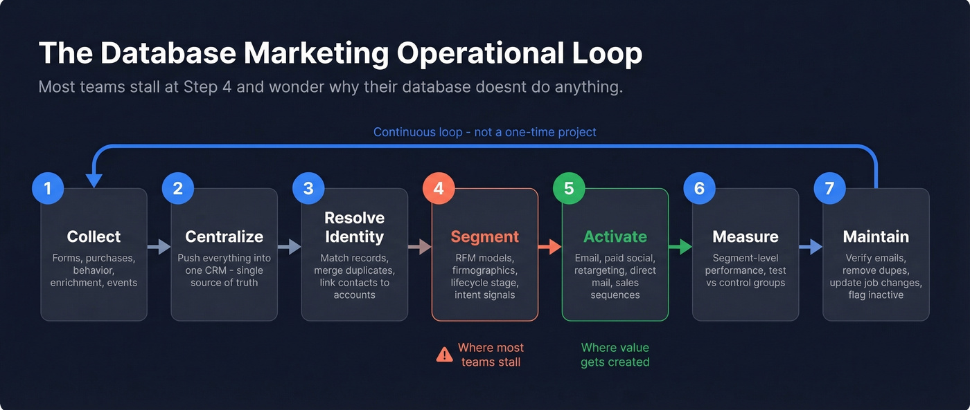 Seven-step database marketing operational loop