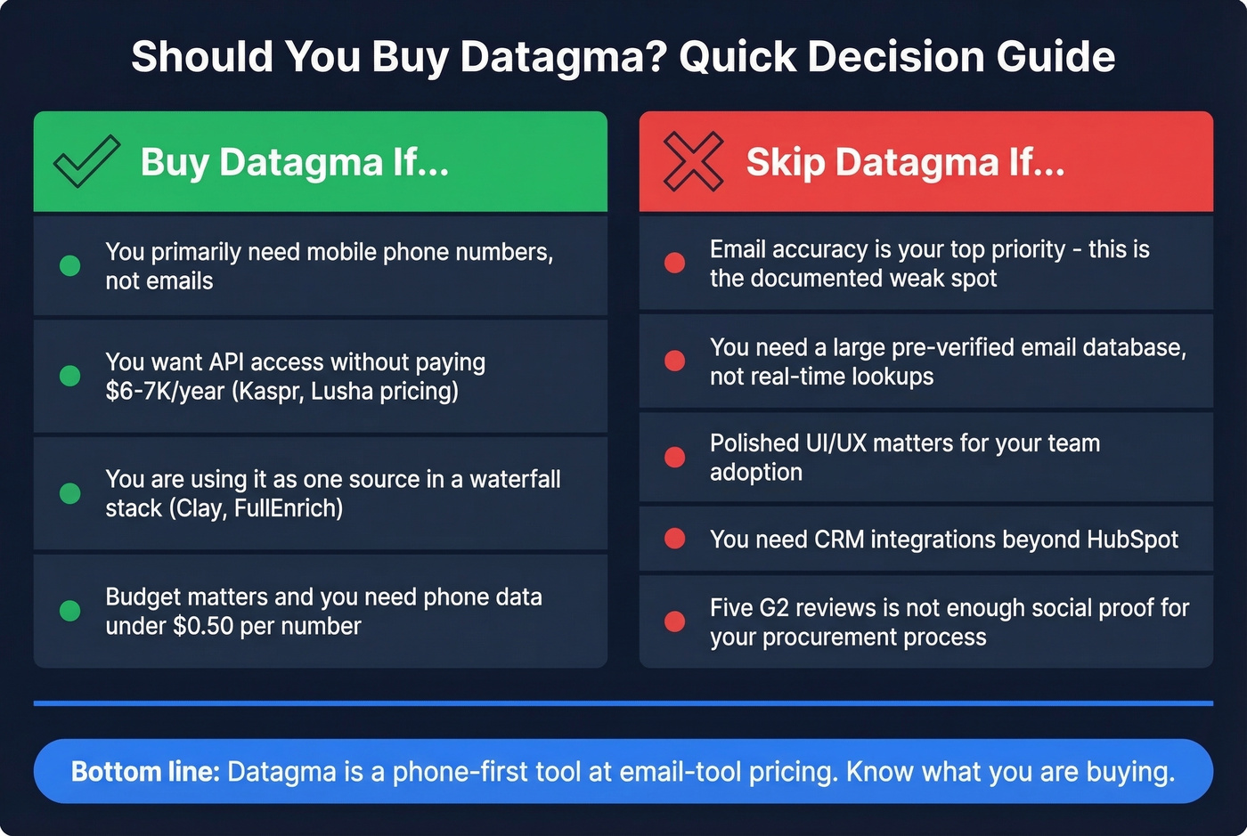 Datagma buy vs skip decision matrix for teams