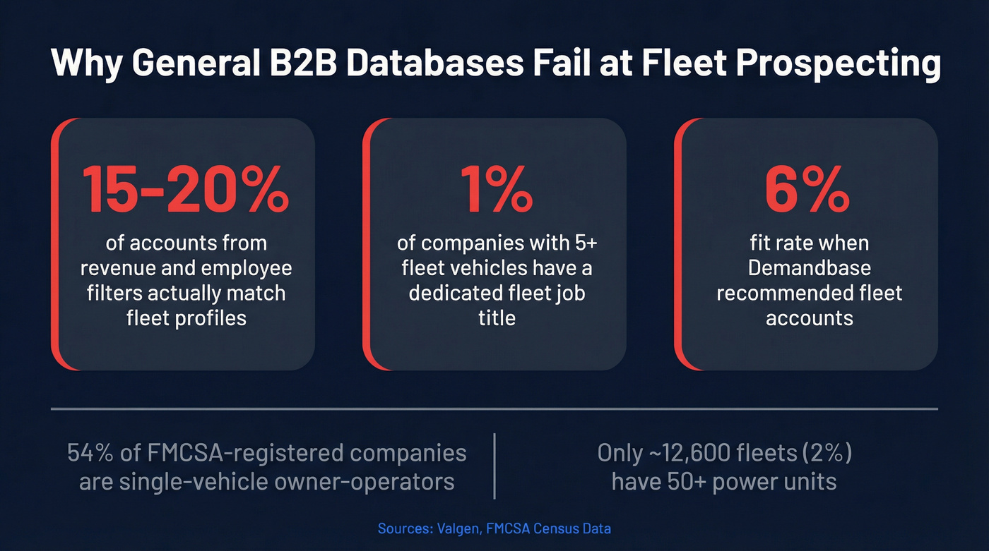 Fleet data fit rates across general B2B databases