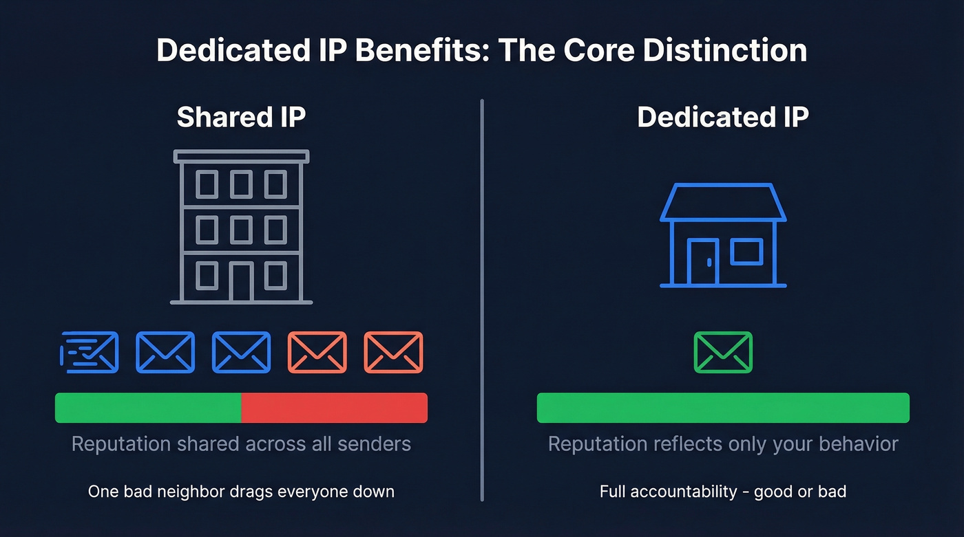 Shared IP vs dedicated IP visual analogy comparison