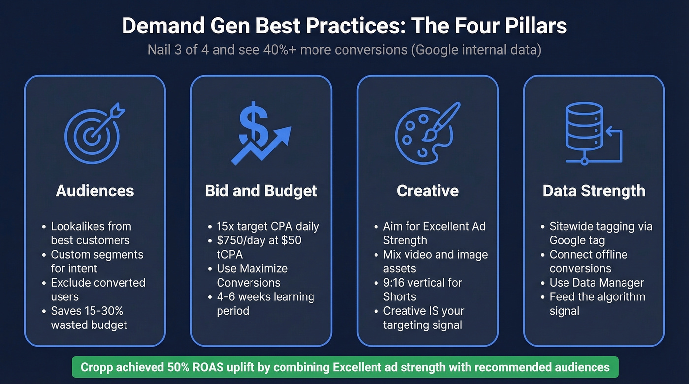 Four pillars of demand gen best practices framework