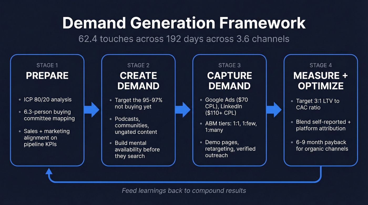 Four-stage demand generation framework visual overview