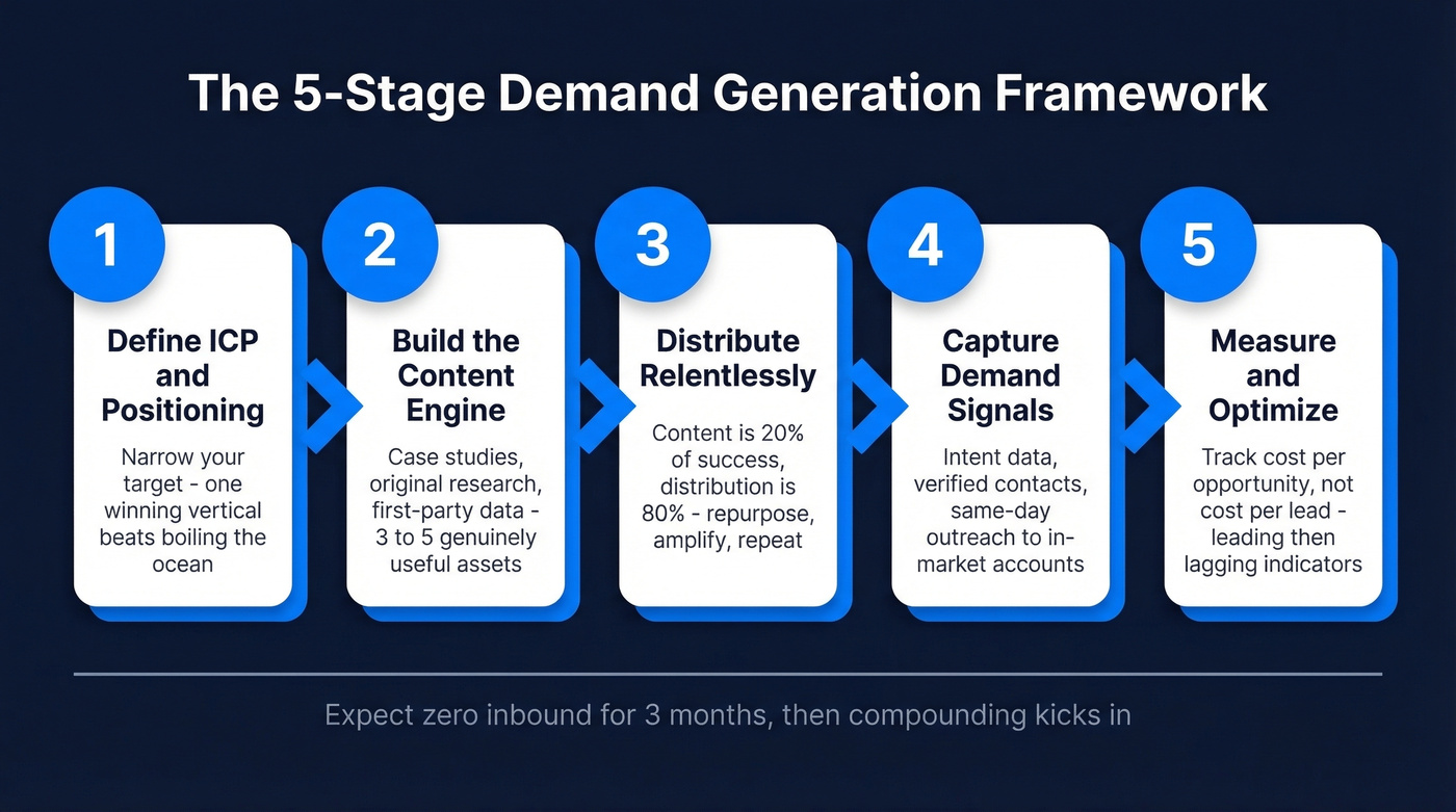 Five-stage demand generation framework flow chart