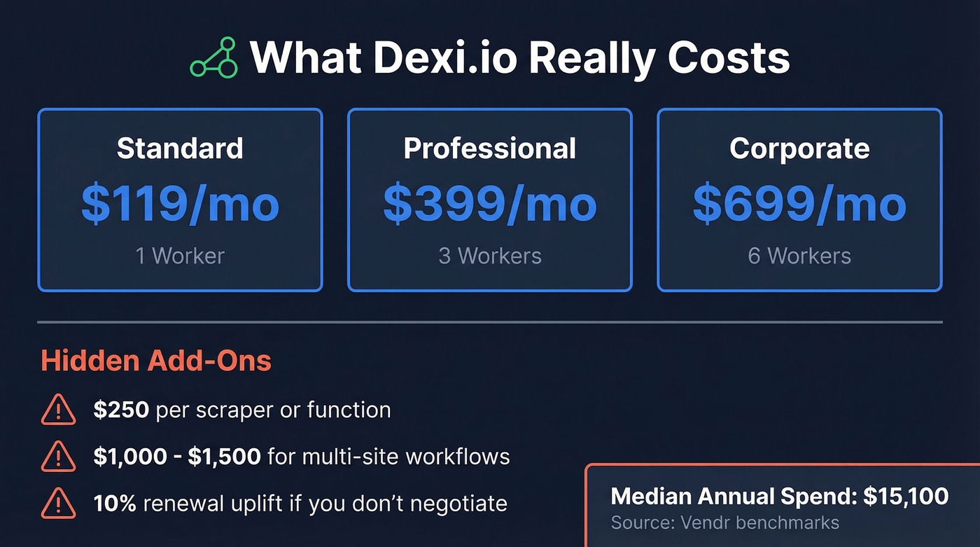 Dexi.io pricing tiers and hidden costs breakdown