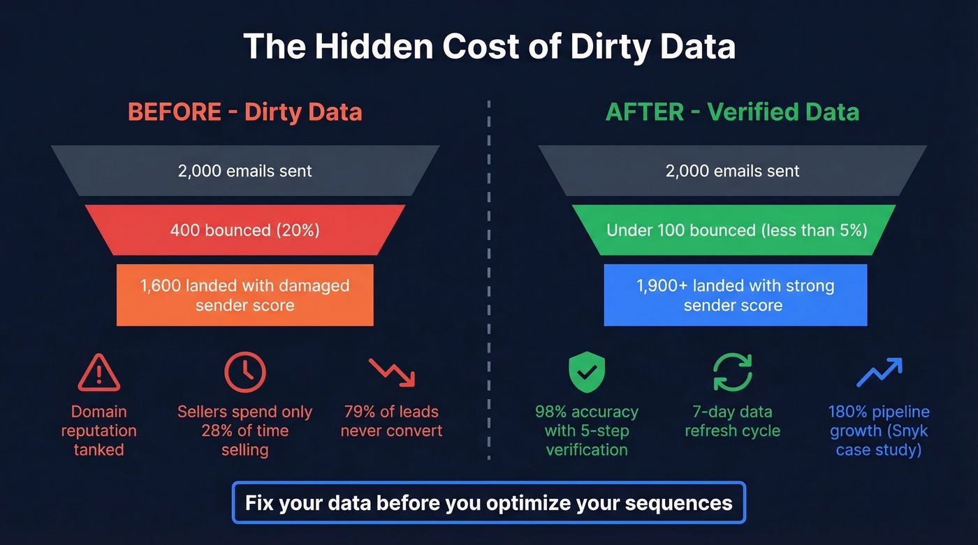 Data quality impact showing bounce rates and pipeline loss