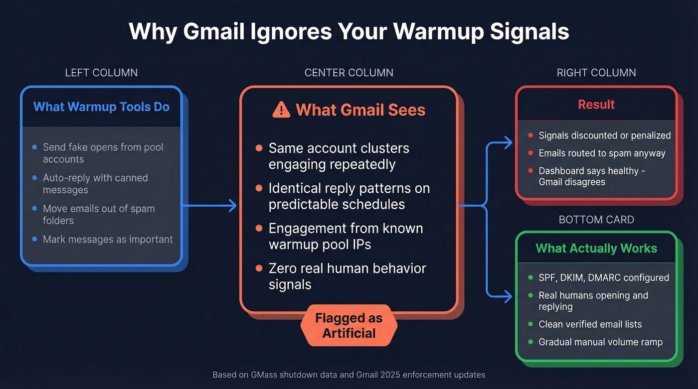 How Gmail detects and discounts automated warmup signals
