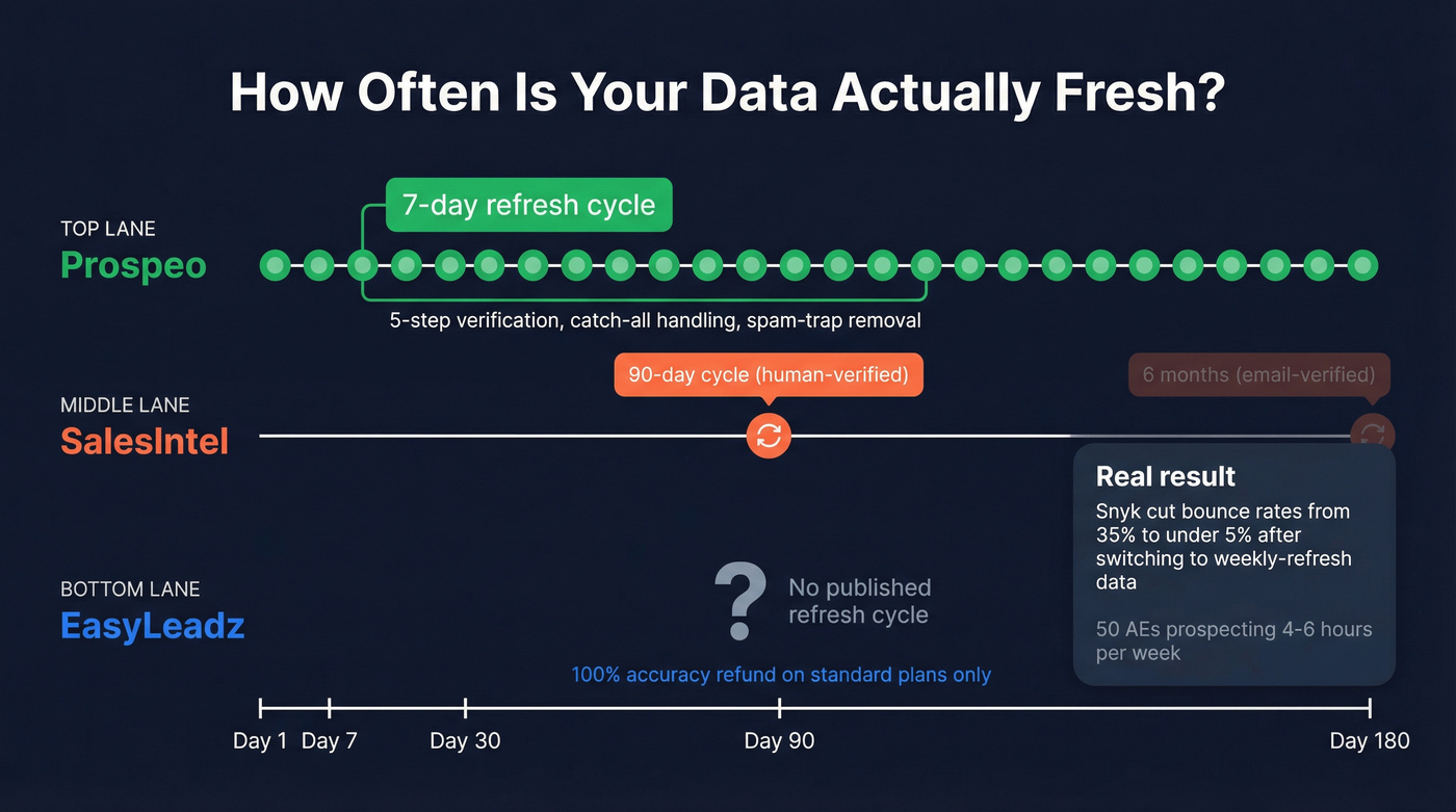 Data refresh cycle comparison across all three tools
