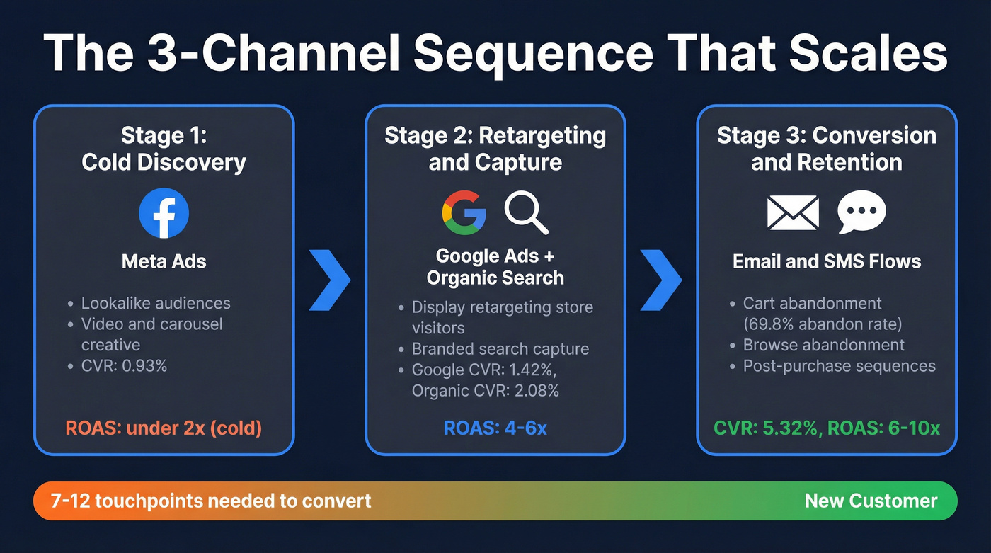 Ecommerce demand generation channel sequencing funnel flow
