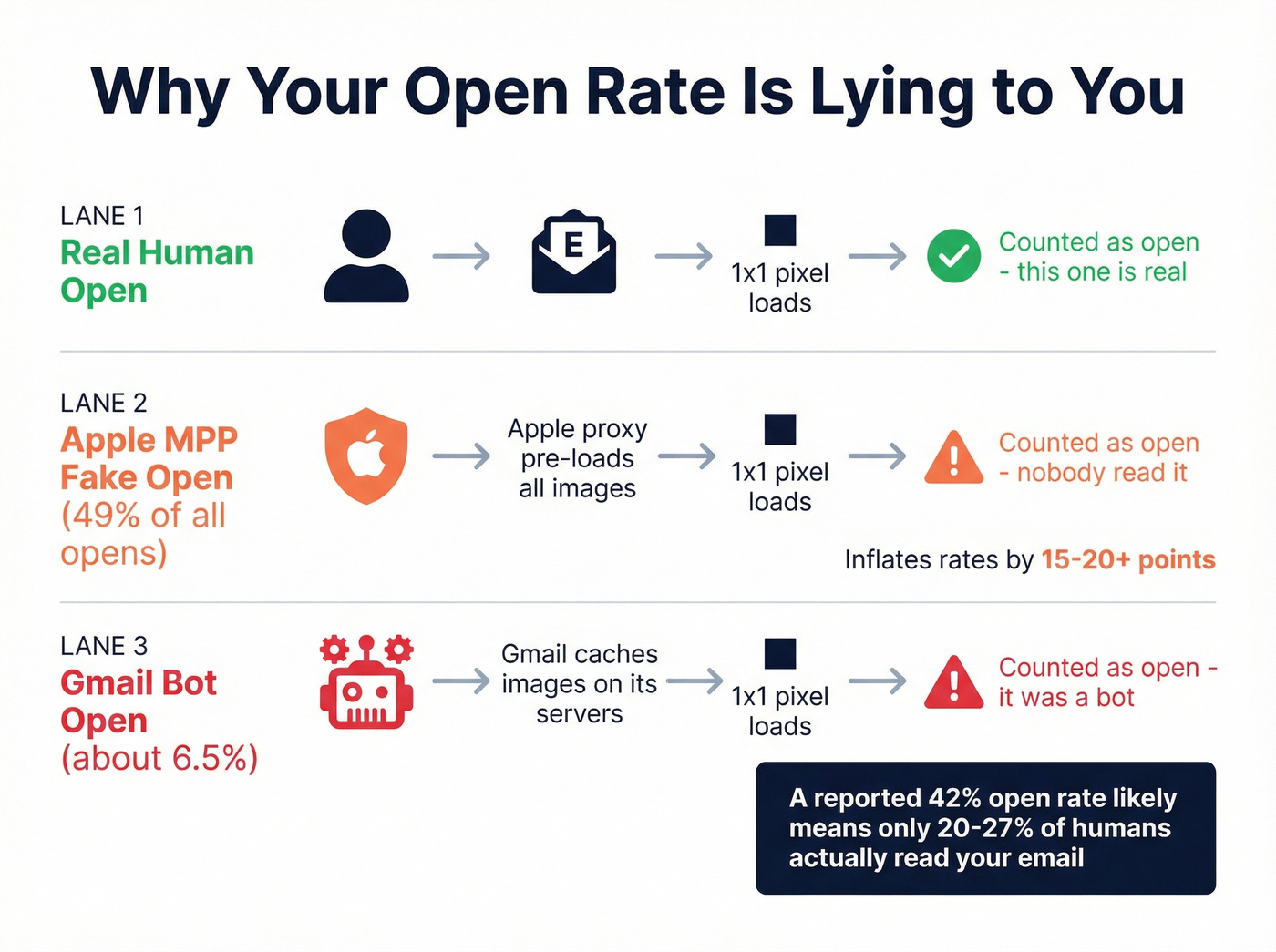 How Apple MPP and Gmail bots inflate email open rates