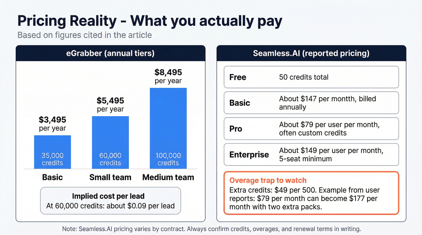 Pricing and credit overage cost comparison chart