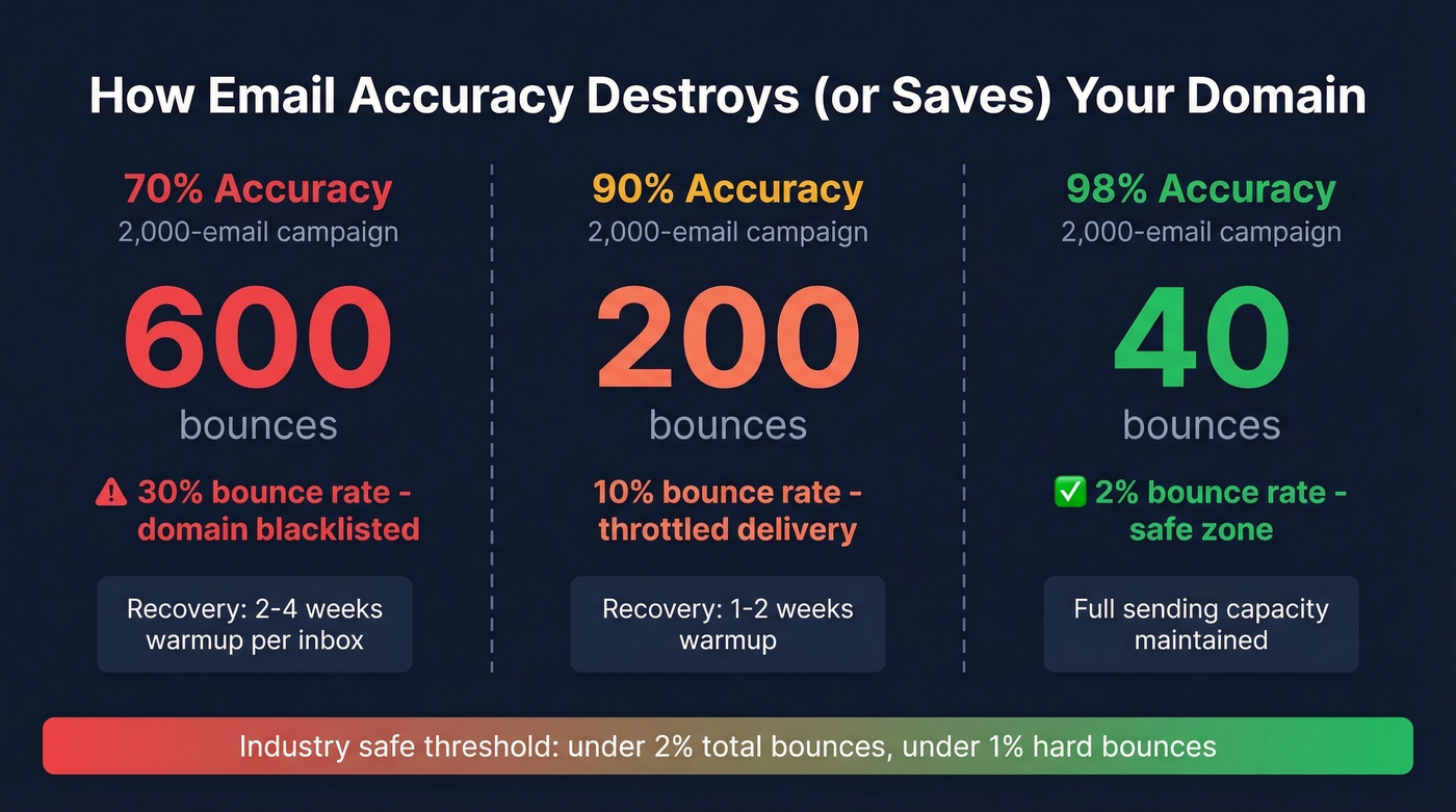 Bounce rate impact comparison at different accuracy levels