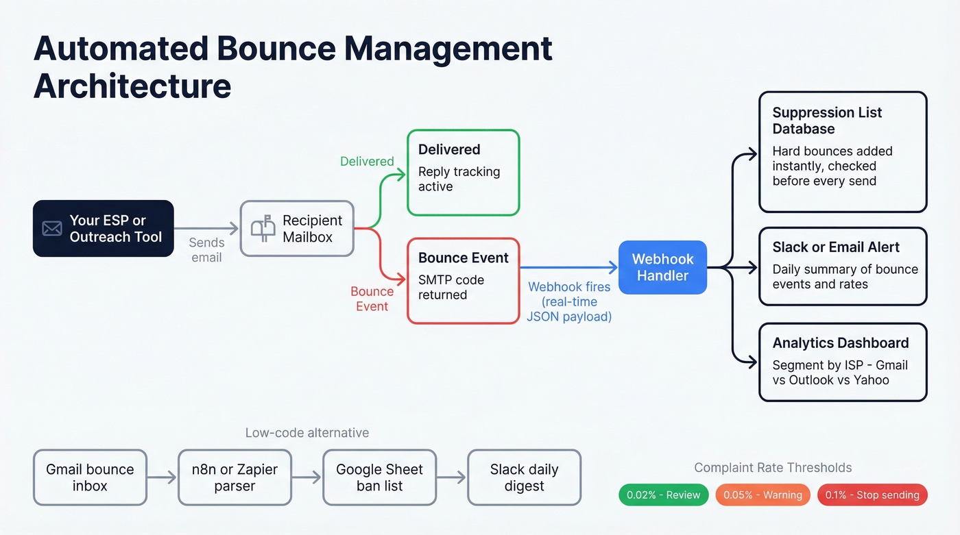 Automated bounce management webhook architecture diagram