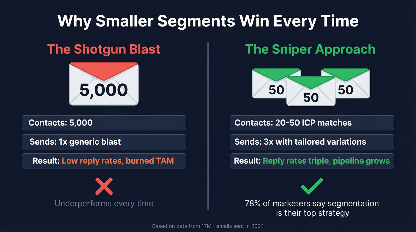 Sniper vs shotgun email segmentation approach comparison