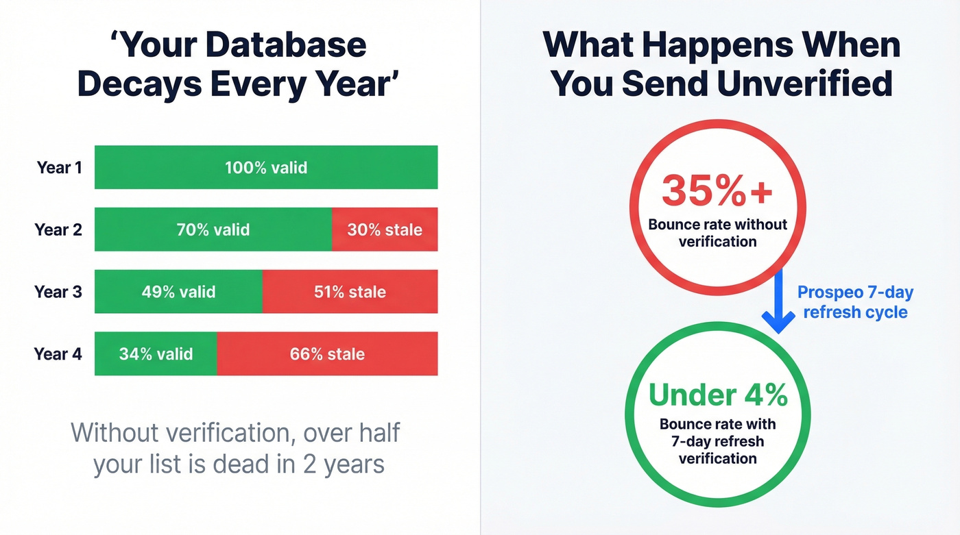 Database decay rate and bounce rate impact visualization