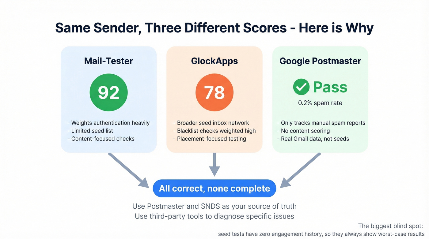 Why deliverability tools disagree on your score