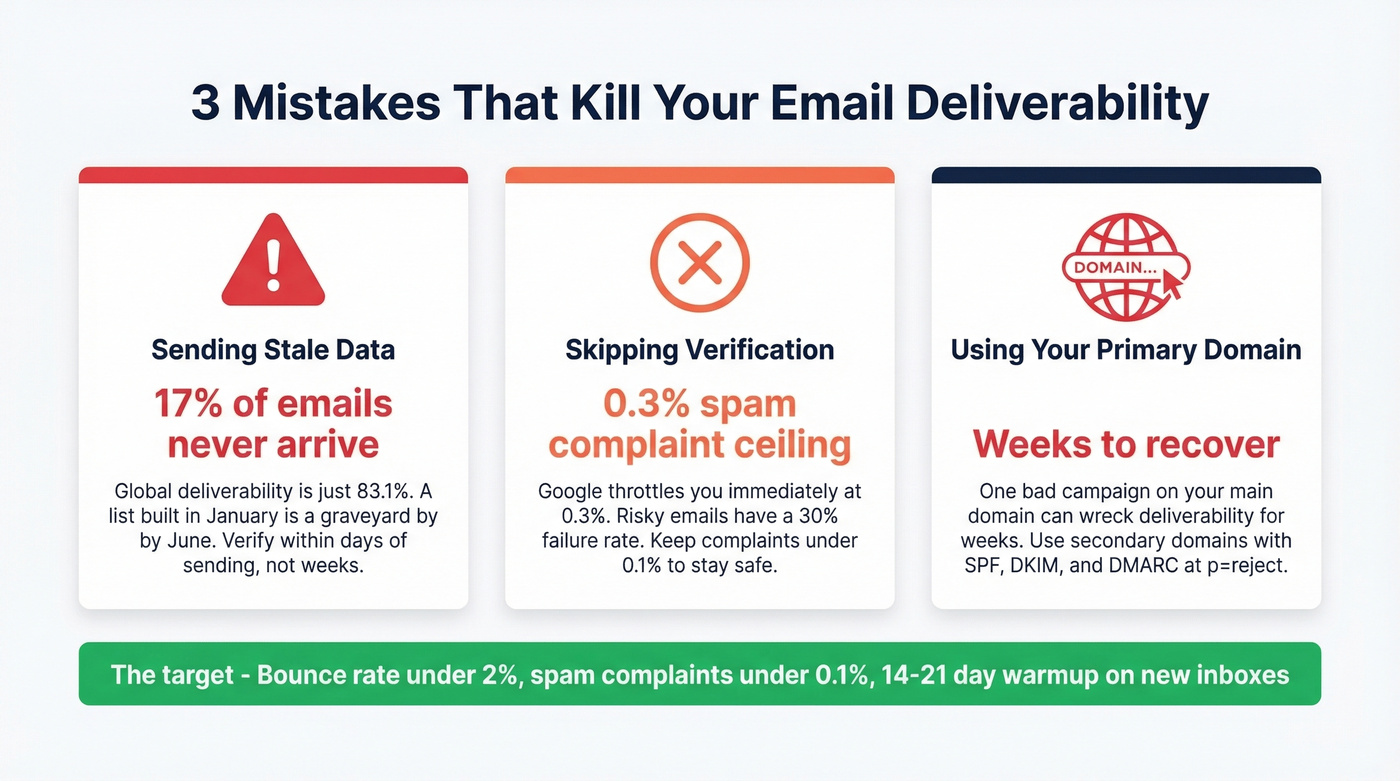 Three deliverability killers with key stats and thresholds