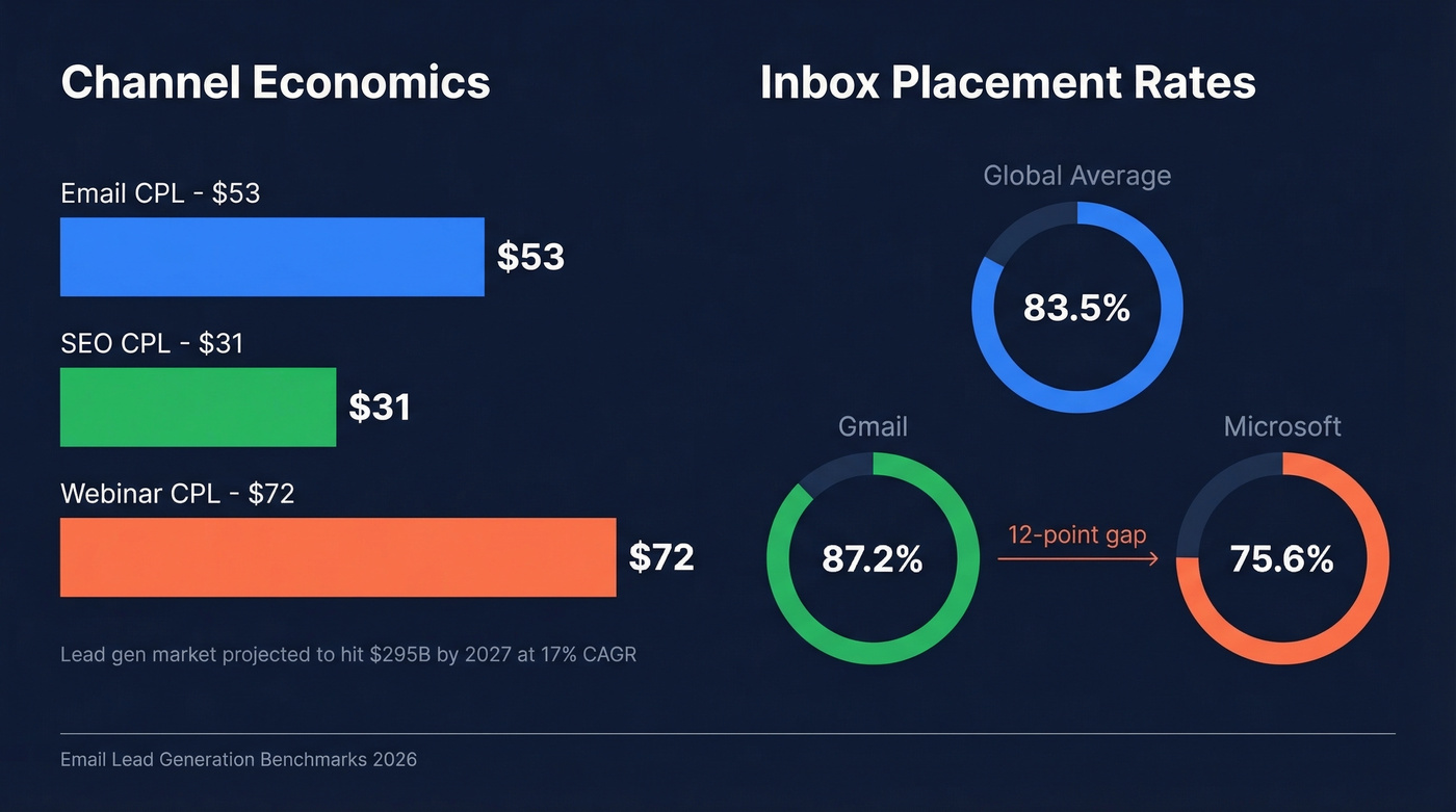 Email lead generation benchmarks and channel economics dashboard