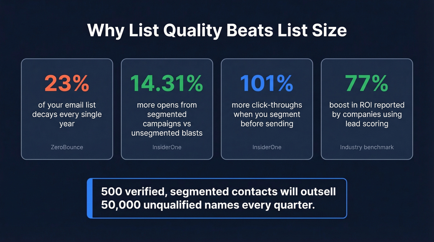 Key performance stats for email list quality metrics