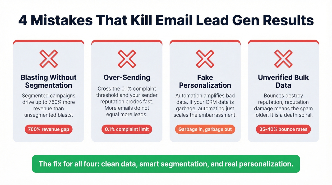 Four common email lead gen mistakes with impact stats