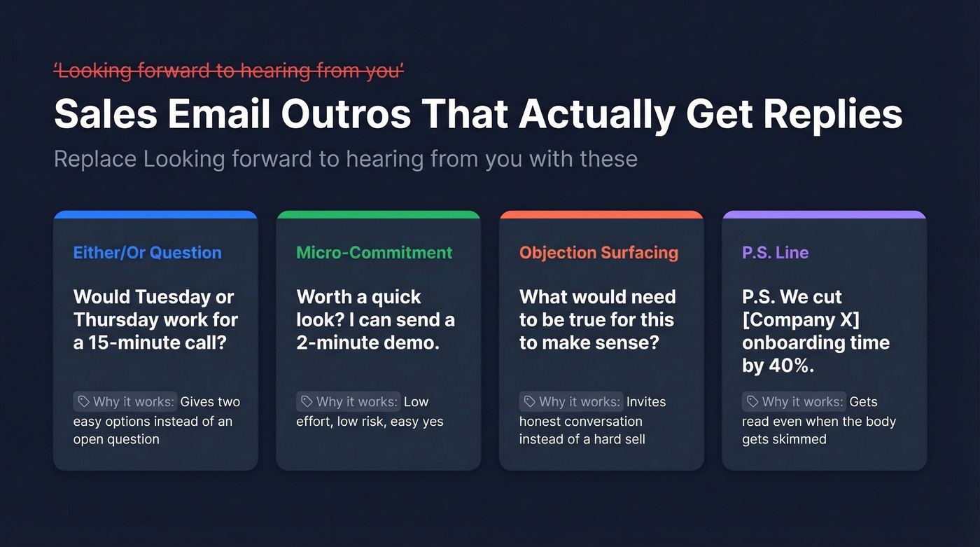 Four sales email CTA formulas with examples