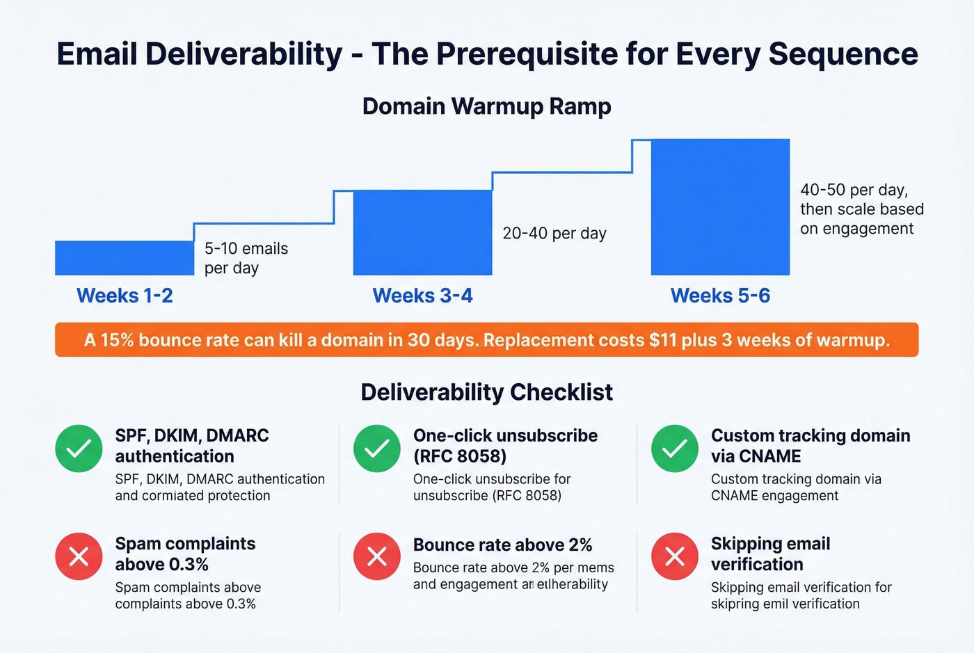 New domain warmup ramp and deliverability checklist