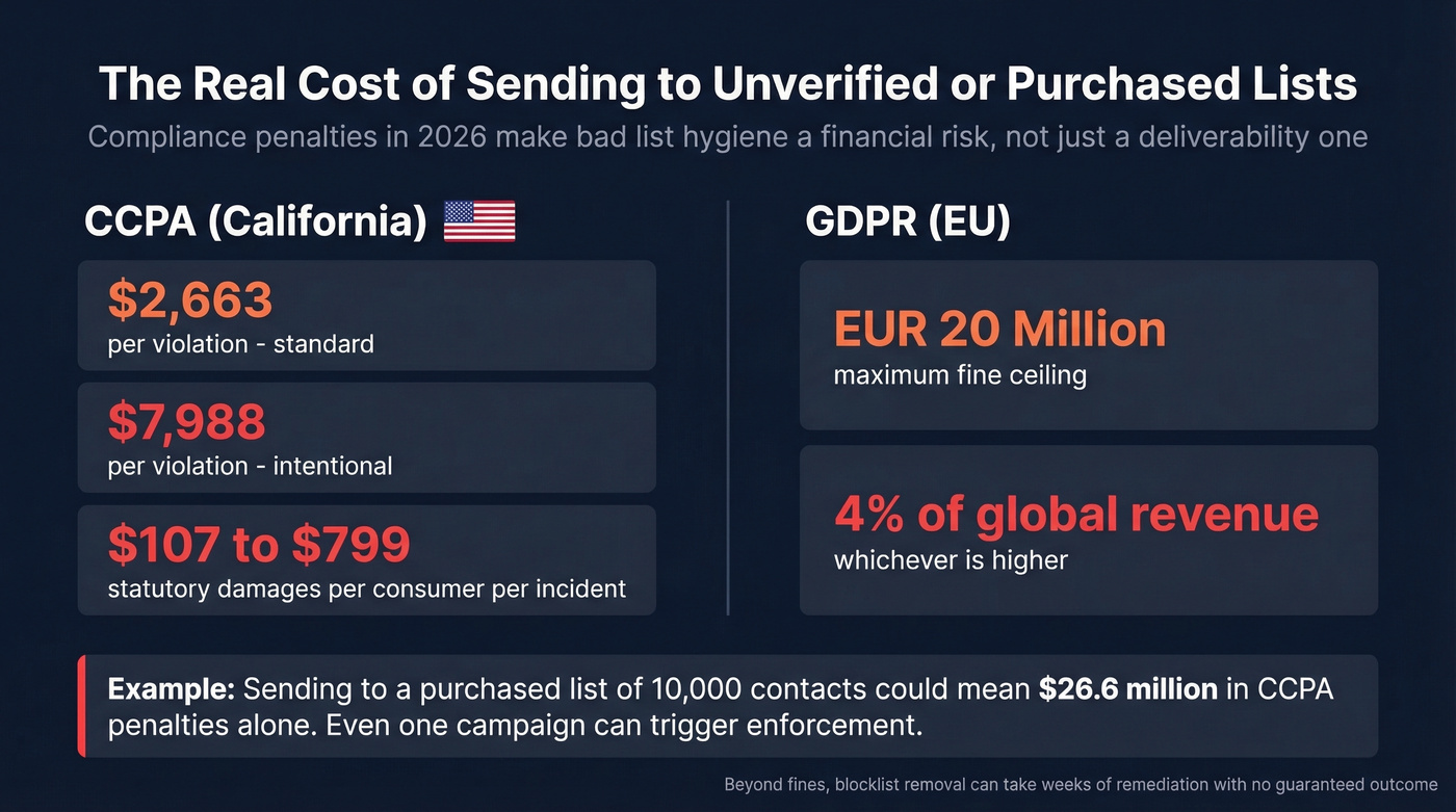 CCPA and GDPR penalty amounts for email compliance violations