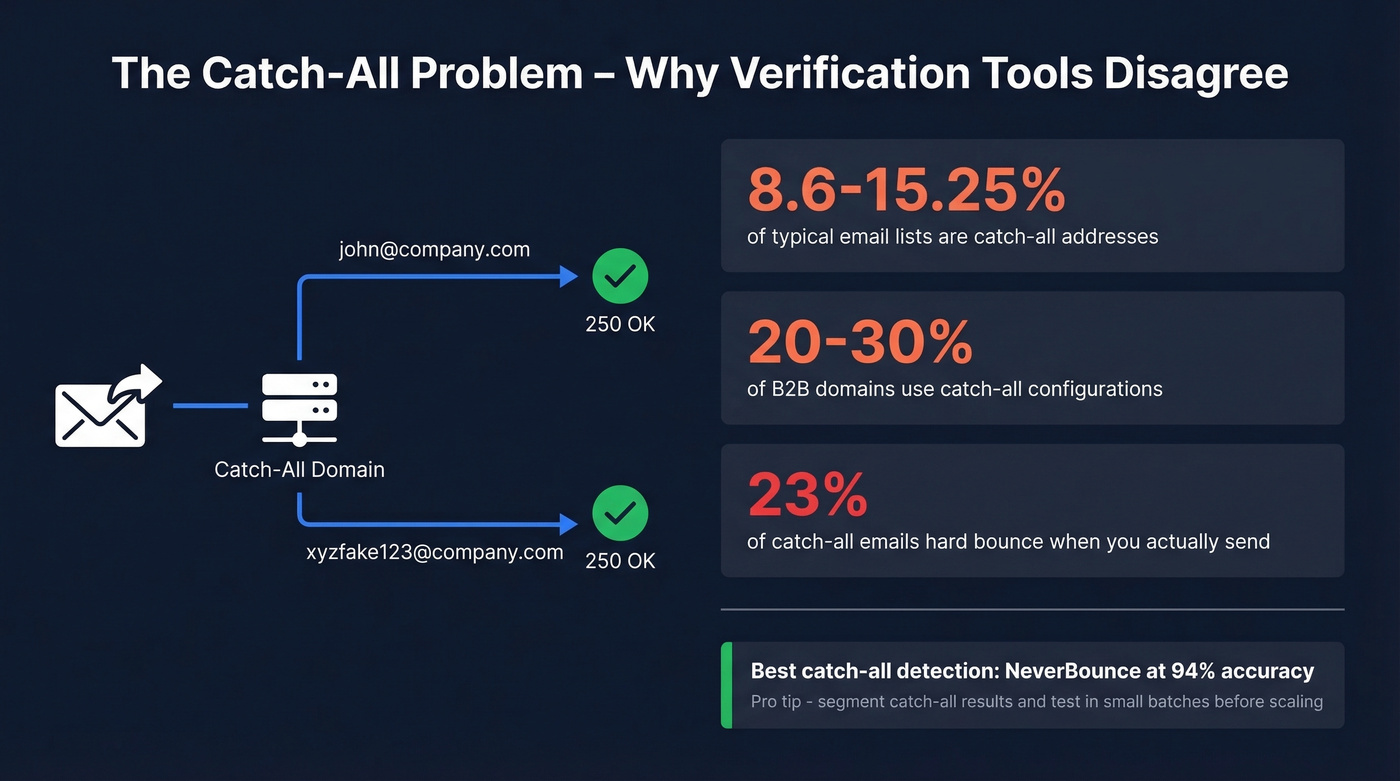 Catch-all email statistics and bounce risk visual