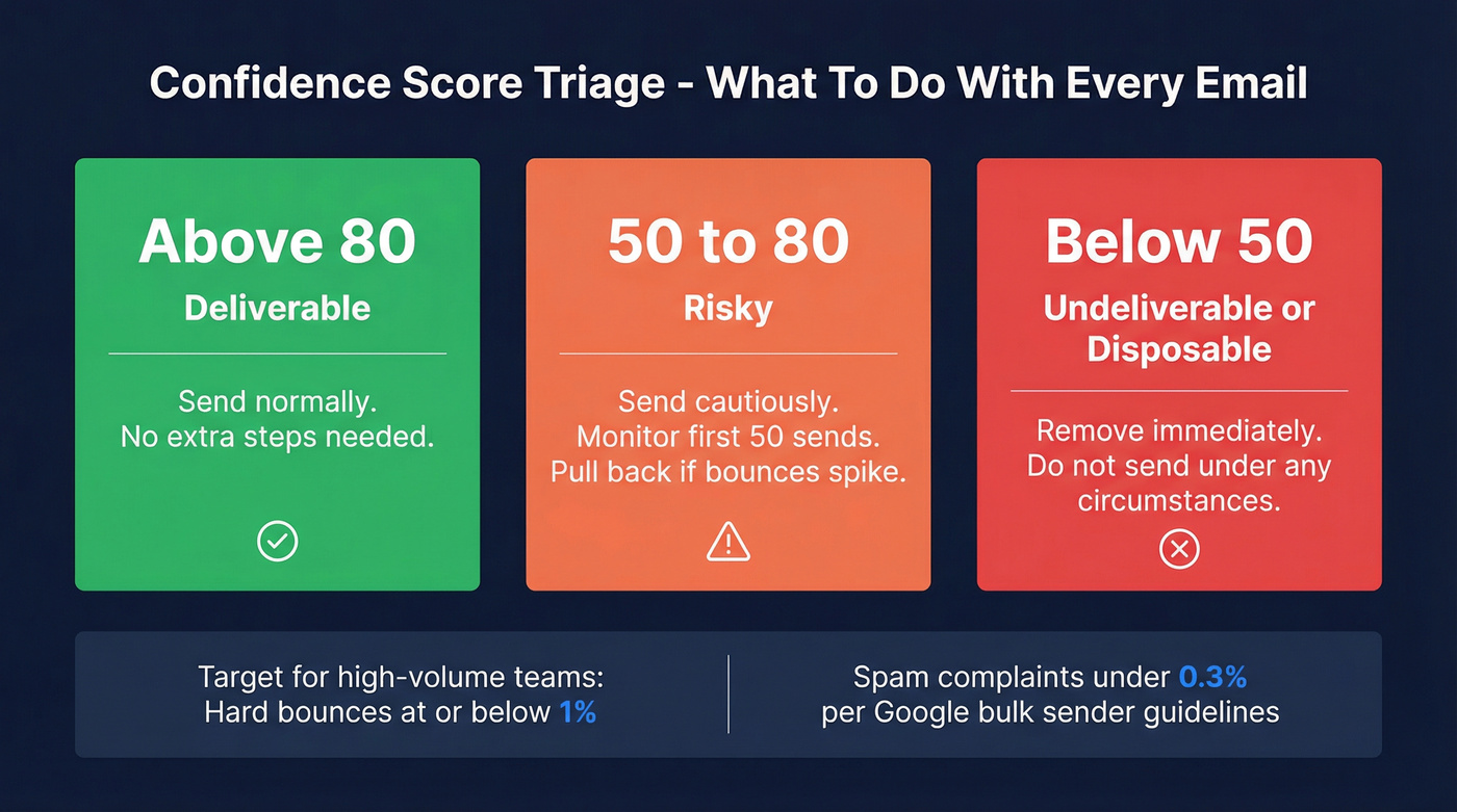 Confidence score triage system for email verification