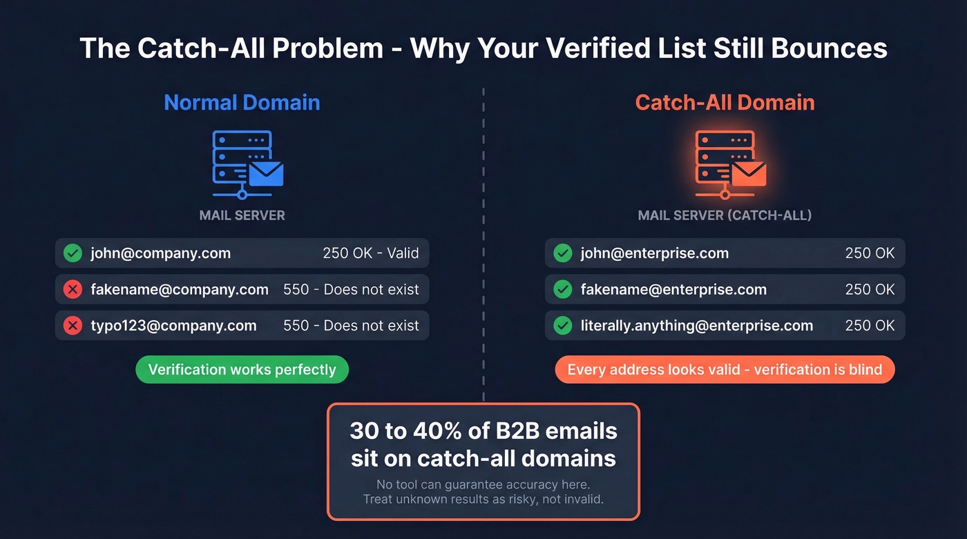 Catch-all domain problem explained visually with statistics