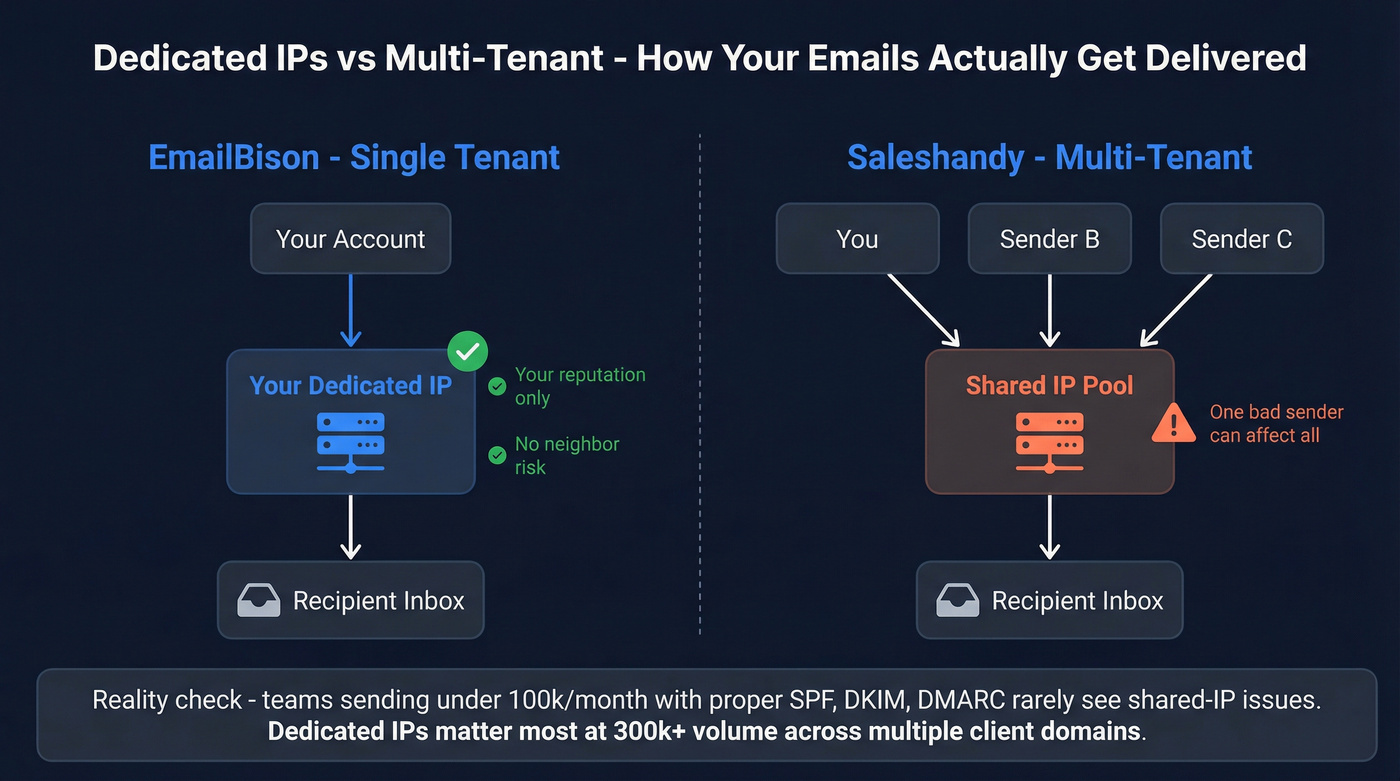 Dedicated vs multi-tenant email infrastructure diagram