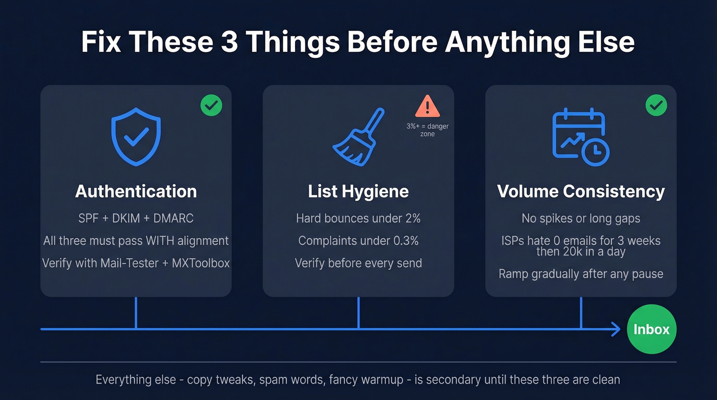 Three pillars of email deliverability fix priority