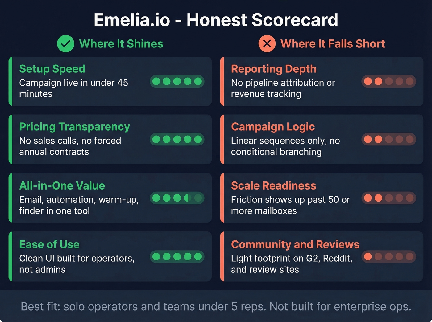 Emelia strengths versus limitations visual scorecard