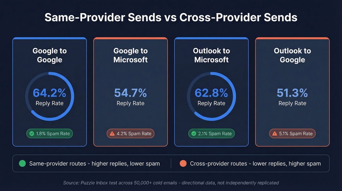 ESP matching reply rate and spam rate comparison chart