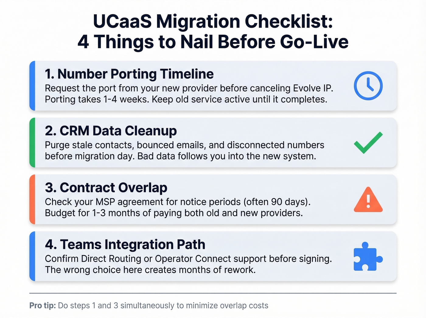 UCaaS migration checklist with four critical steps