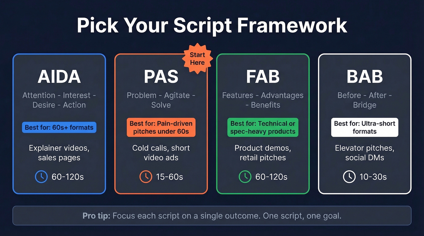 Four copywriting frameworks compared with use cases