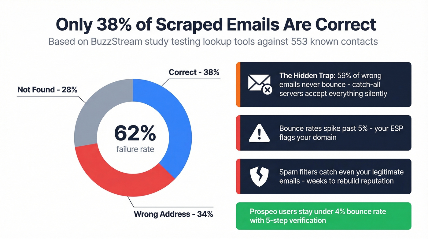 BuzzStream study results showing email accuracy rates