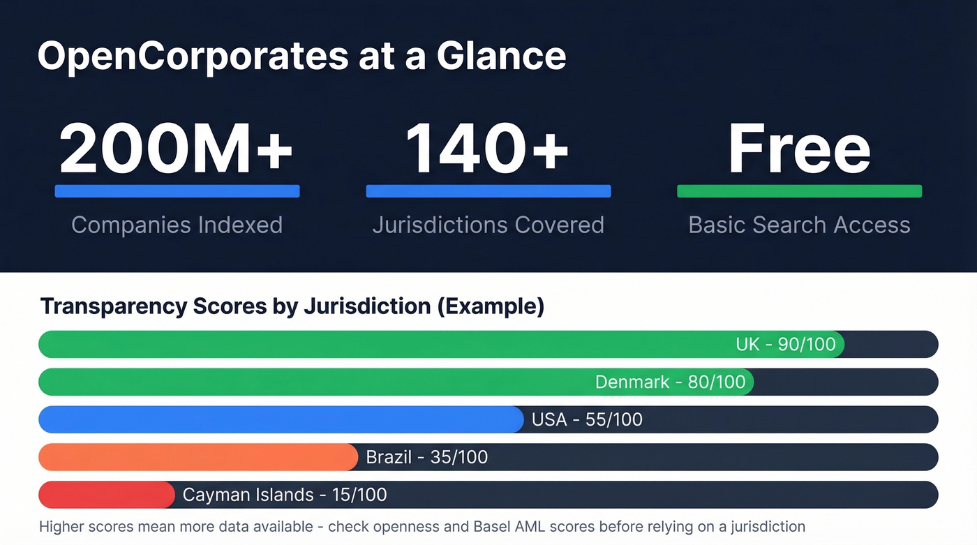 OpenCorporates key stats and transparency scoring explained