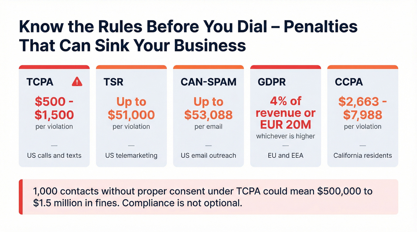 Regulatory penalties overview for phone outreach compliance