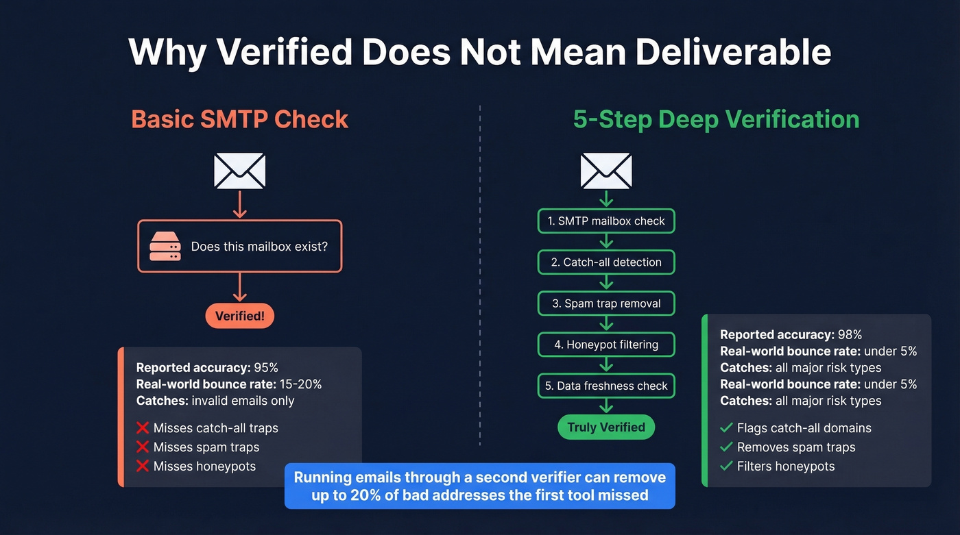 Basic vs deep email verification comparison diagram