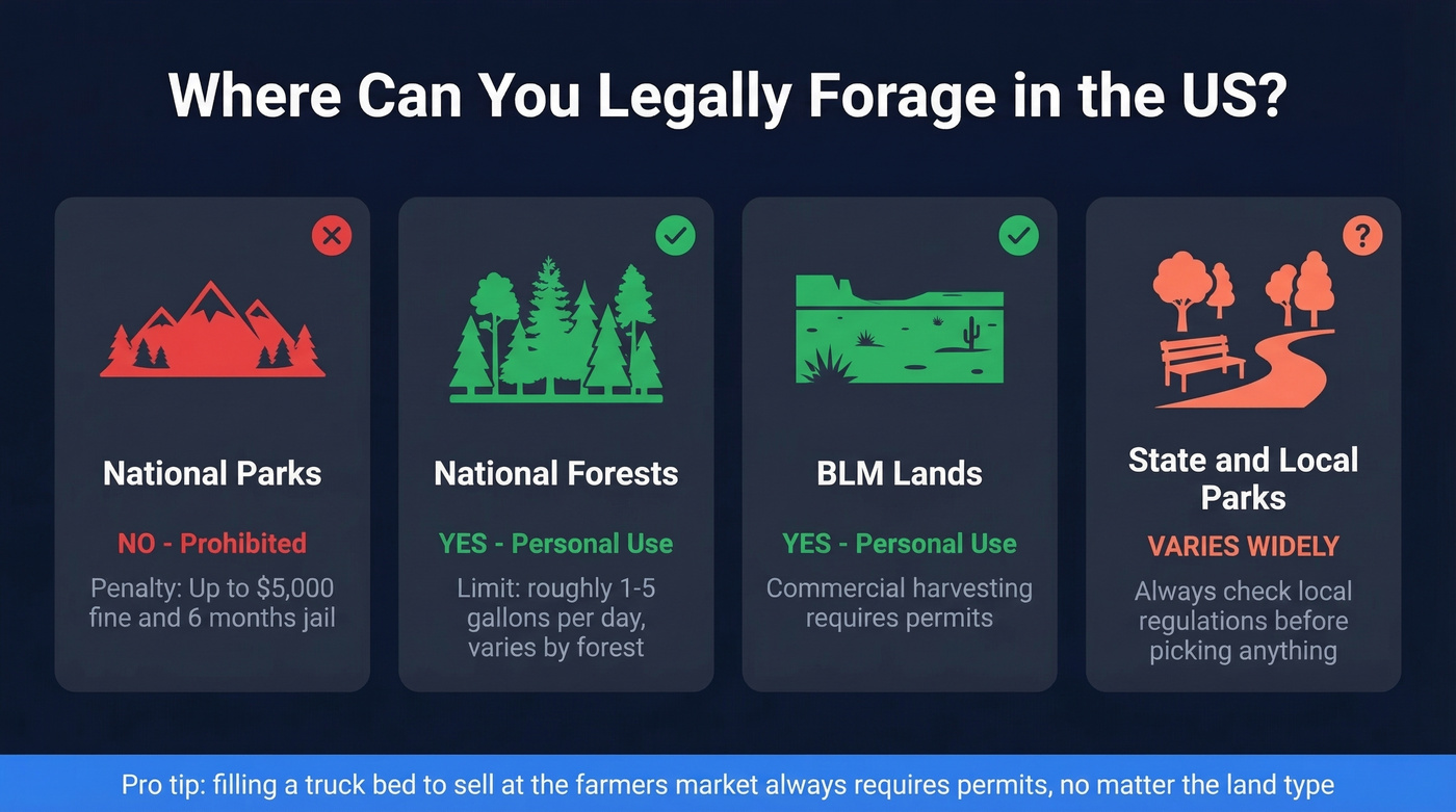 Foraging legality by US land type visual guide