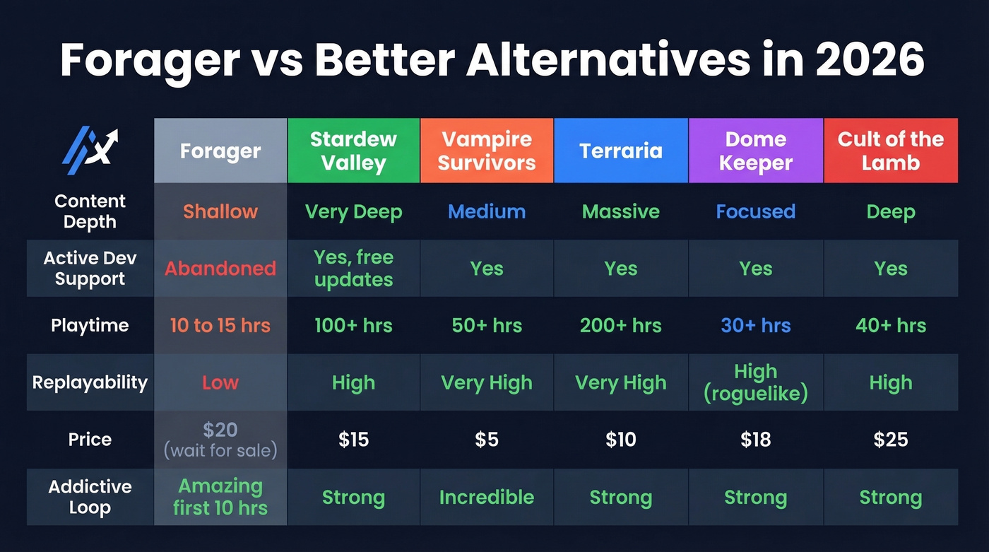 Forager vs alternatives comparison chart for 2026