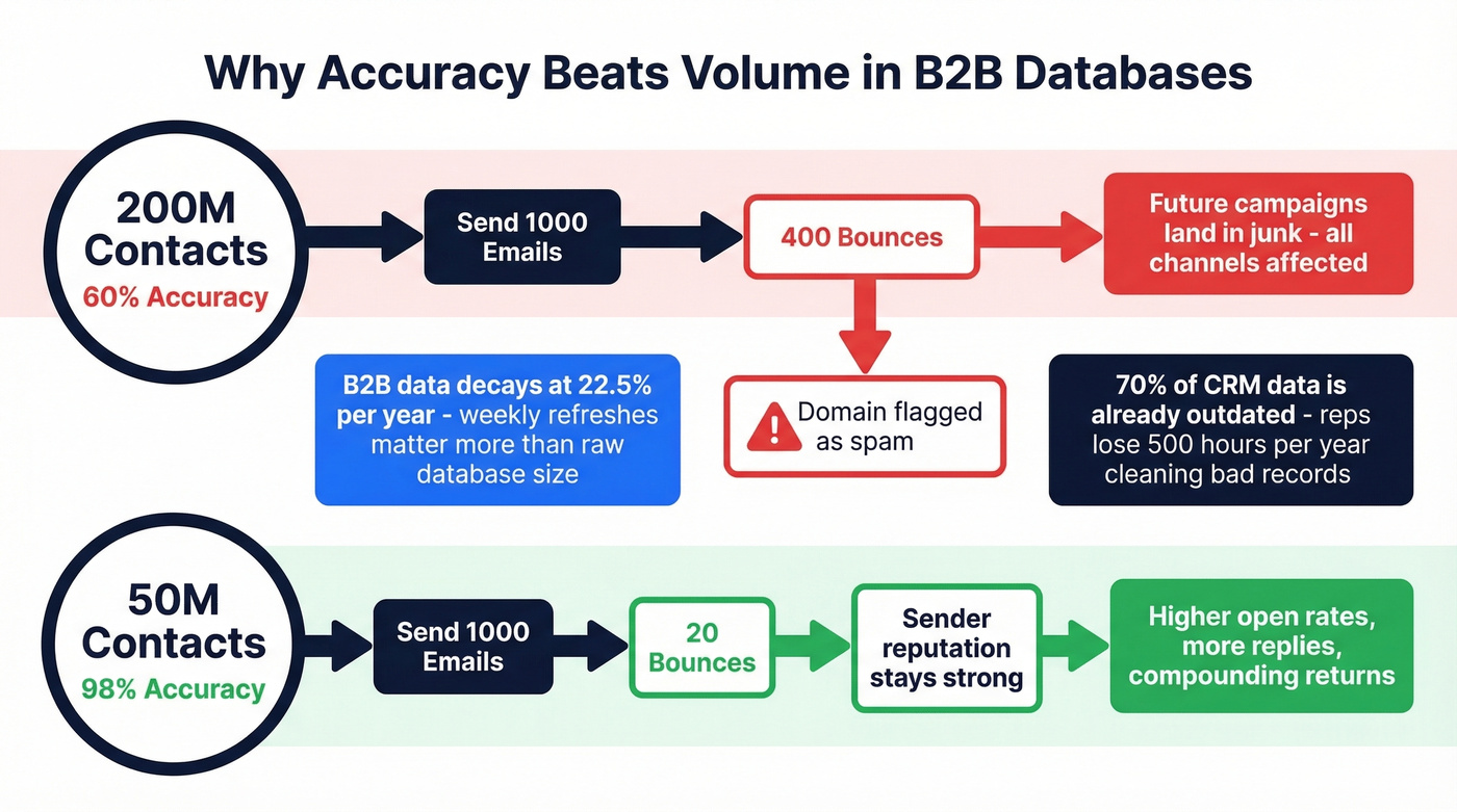 Data accuracy vs database size impact on outbound results