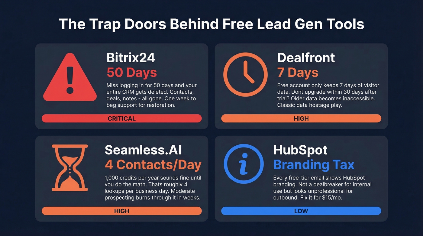 Hidden costs and gotchas of free lead gen tools