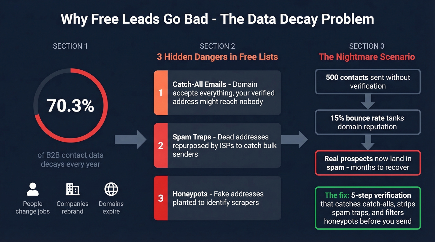 How free lead data decays and damages deliverability