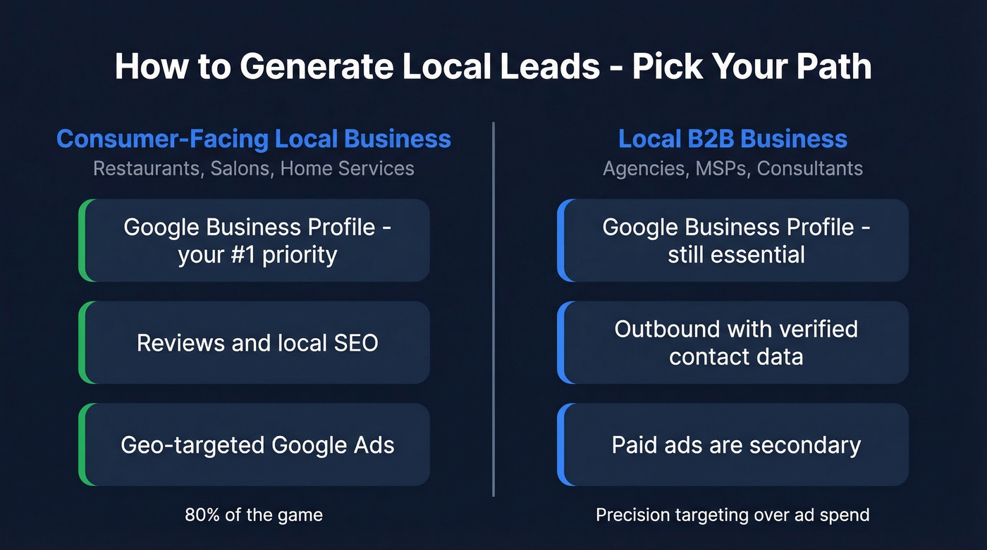 Consumer vs B2B local lead gen strategy comparison
