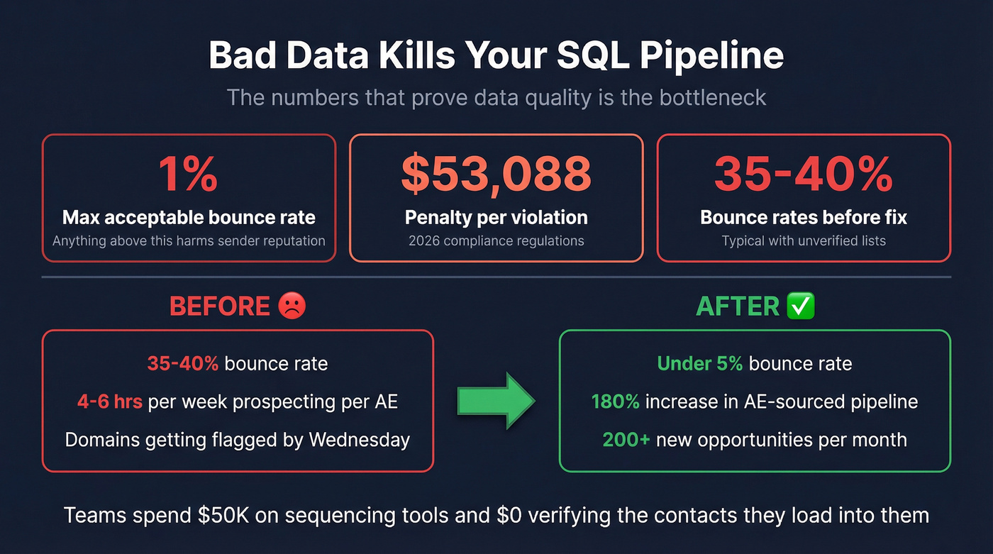 Data quality impact stats showing bounce rate consequences