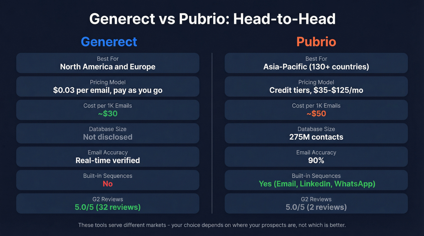 Generect vs Pubrio head-to-head comparison diagram